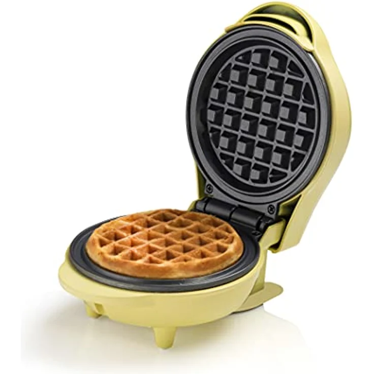 Bestron AMW500V Mini-Waffelautomat, Waffeleisen, 550W, Backampel, antihaftbeschichtet, gelb – Bild 2