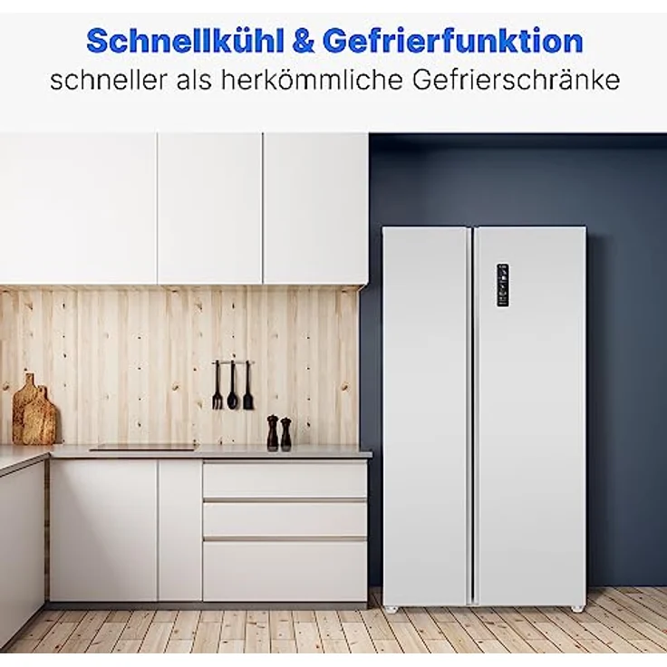 Bomann® Side by Side Kühl Gefrierkombination mit Total No Frost und 442L Nutzinhalt, Kühlschrank Side by Side mit MultiAirflow-Technologie, Verbrauch 287 kWh/Jahr - 177x90x59cm - SBS 7344 weiß – Bild 5