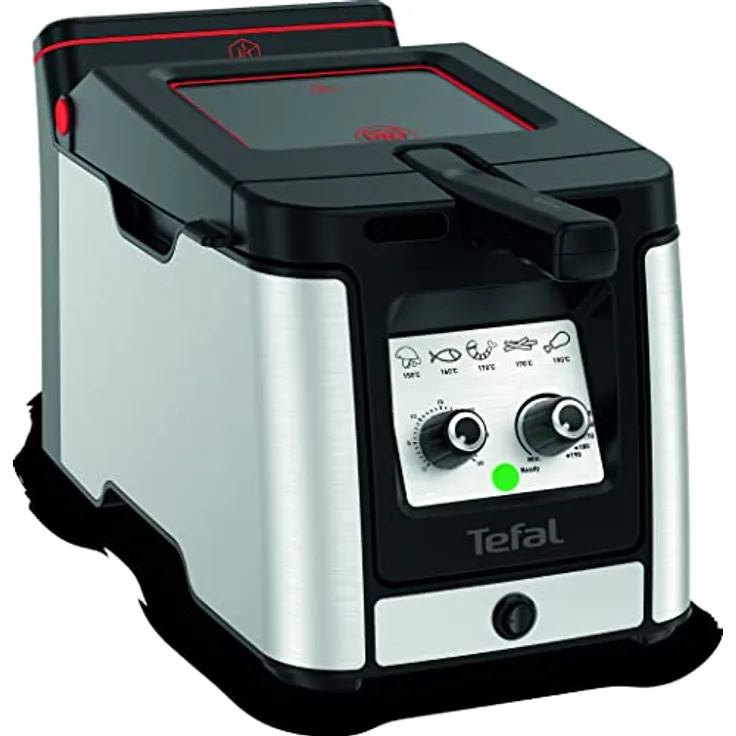 Tefal FR600D Clear Duo Fritteuse, frittieren mit weniger Rauch und Gerüchen, Kapazität 1,2 Kg, Thermostat, Timer, großes Sichtfenster ohne zu Beschlagen, Spülmaschinenfest, Schwarz/Edelstahl