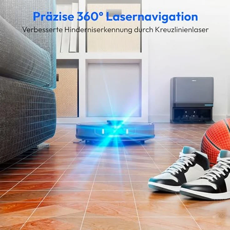 MEDION Saugroboter X55 SW+ Pro, 3-in-1 mit Absaugstation, 10000Pa Saugkraft, Lasernavigation und Wischfunktion – Bild 4