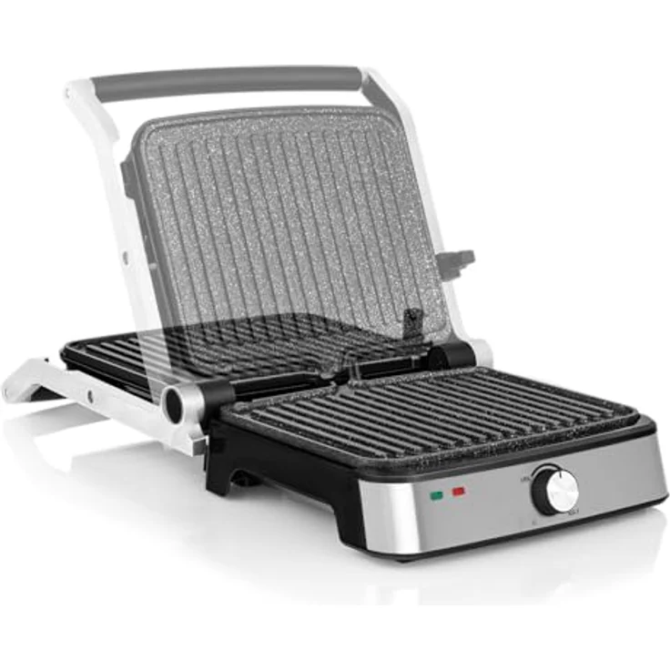Zeegma GRILL CHEF EASY 2-in-1 Elektrogrill und Panini-Toaster, 2000 W Leistung, Antihaft-Keramikplatte, einstellbare Temperatur, Neigungswinkel, spülmaschinenfest – Bild 3