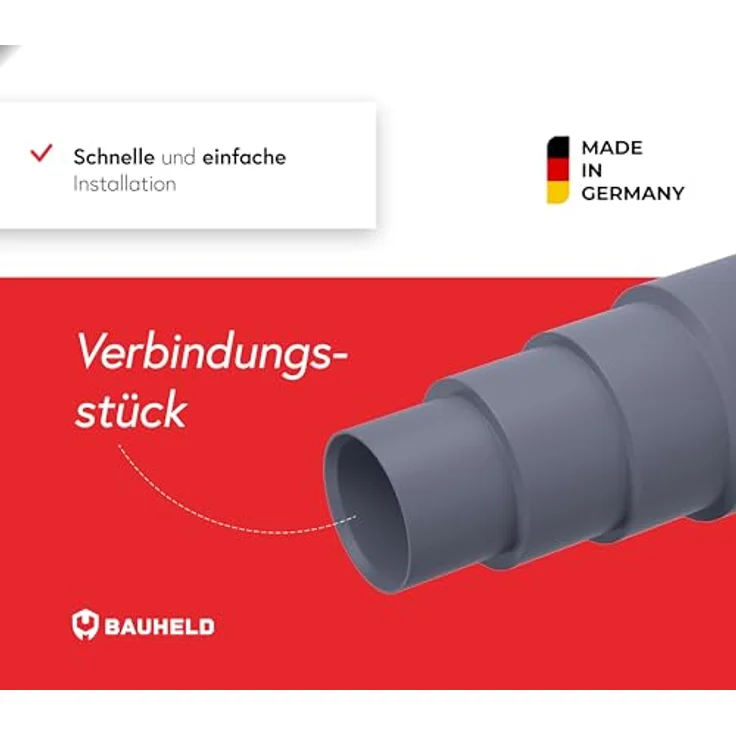 BAUHELD Staubsauger-Schlauch Aufsatz, Adapter aus PVC-Gummi für Kärcher, Parkside, Bosch, Makita, Festool, Eibenstock, Dunkelgrau, Made in Germany – Bild 4