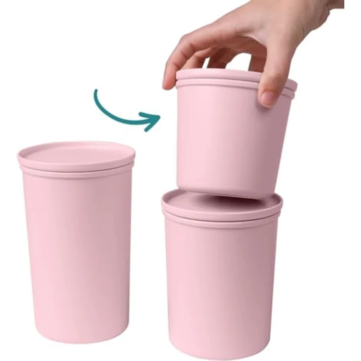 AWAVE Frischhaltedosen-Set rund mit Deckel, luftdicht, 3-teilig, aus recycelten PET-Flaschen, rosé, Mehrweg – Bild 4