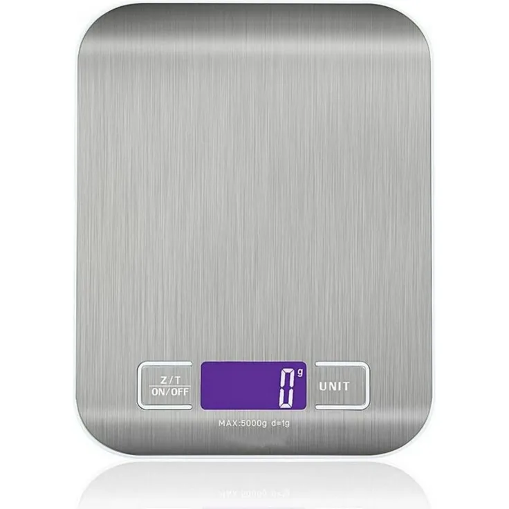 Ophy Digitale Küchenwaage, hochpräzise Edelstahlwaage (1–5000 g) mit Tara-Funktion, LCD-Display, Abstellautomatik & vier Maßeinheiten