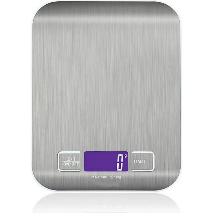 Ophy Digitale Küchenwaage, hochpräzise Edelstahlwaage (1–5000 g) mit Tara-Funktion, LCD-Display, Abstellautomatik & vier Maßeinheiten