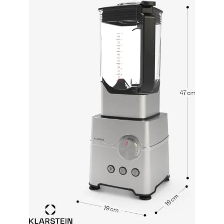 Klarstein Kraftpaket Pro Hochleistungsmixer – 2000 W, 30.000 U/min, 2-Liter-Behälter, 6 Edelstahlklingen, Silberfarben – Bild 9