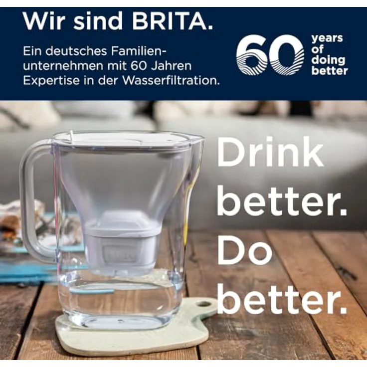 BRITA MAXTRA Style Essential XL Wasserfilter Kanne, steinblau, inkl. 4x Pure Performance Filter – Bild 8