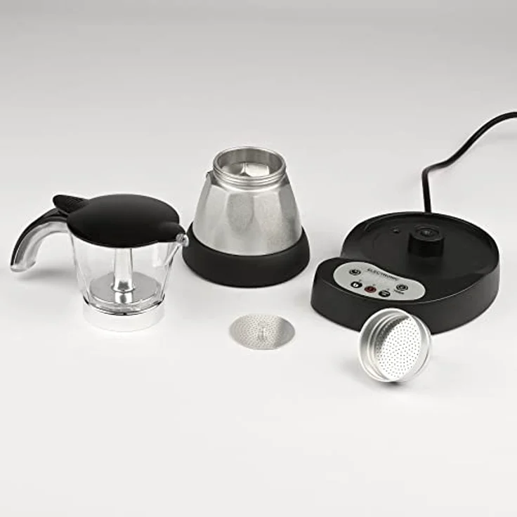 Girmi MC23, Programmierbare elektrische 3-Tassen-Kaffeemaschine mit Timer und Transparente Krug, Schwarz, Silber – Bild 4