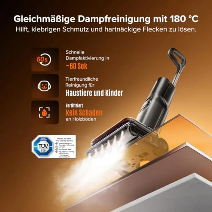 Roborock F25 Steam Set, Nass Trockensauger mit 25.000 Pa Saugkraft, 180 °C Dampfmopp und Hochtemperatur-Selbstreinigung – Bild 2