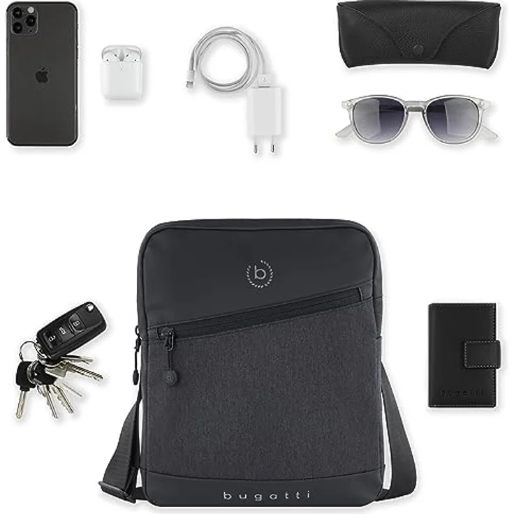 bugatti Umhängetasche UNIVERSUM, praktische Kleinformattasche in Schwarz – Bild 5
