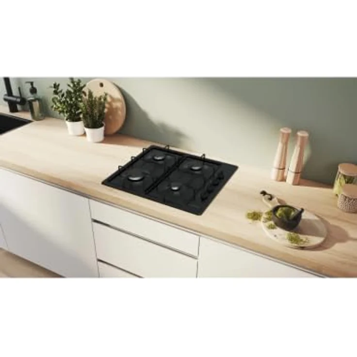 Bosch PBP6B6K80, Gaskochfeld mit 4 Flammen, 60 cm, emailliert, Schwarz, mit elektrischer Einhandzündung und Thermoelement – Bild 4