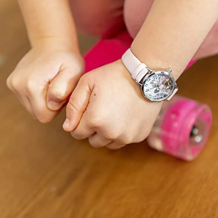 Cool Time Mädchen Kinder Armbanduhr, rosa-Silber, mit Blüten-Motiv, Edelstahlgehäuse, kratzunempfindliches Mineralglas, wasserdicht bis 3 bar, inkl. Eulen-Mäppchen – Bild 5