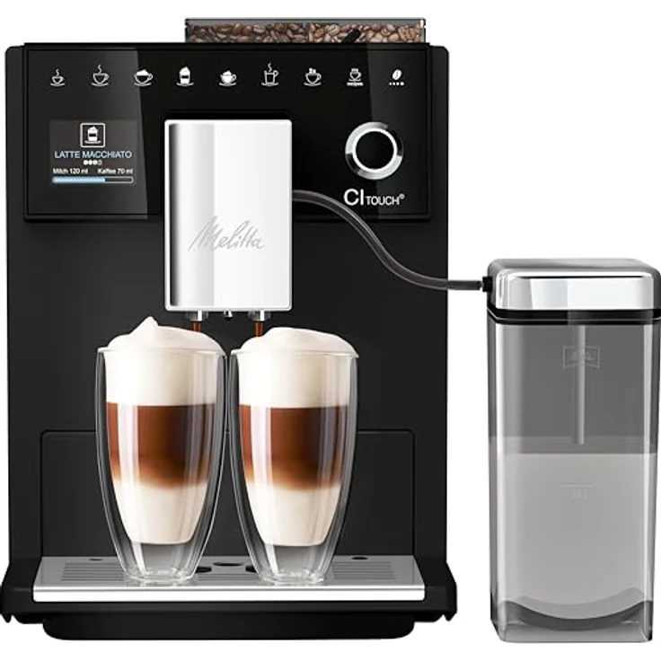 Melitta CI Touch - Kaffeevollautomat - mit Milchsystem - Zweikammer Bohnenbehälter - One Touch Display - 4-stufig einstellbare Kaffeestärke - Frosted black (F630-112) – Bild 1