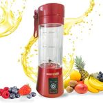 STARLYF Tragbarer Power Blender, kabellos, Smoothies und Säfte, Protein-Shakes, 380 ml, schnell und einfach zu bedienen, Smoothie Maker (rot)