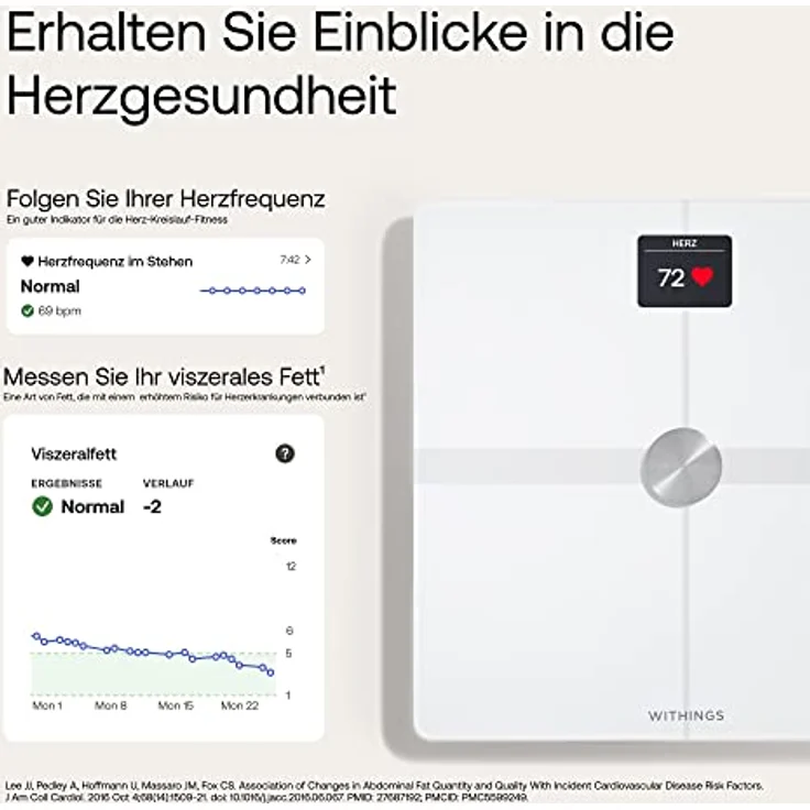 WITHINGS Body Smart — WLAN Digitale Personenwaage / Körperfettwaage für erweiterte Körperzusammensetzung inkl. Muskelmasse, Wasseranteil, Knochendichte – Bild 3
