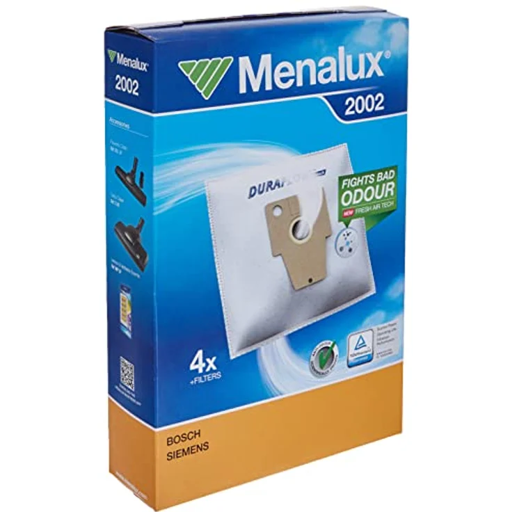 Menalux 9001961433 Staubbeutel, Synthetik, für BOSCH/ SIEMENS, 4x, Weiss/opulenter Garten, TÜV geprüft auf Saugleistung und Filterwirkung – Bild 1