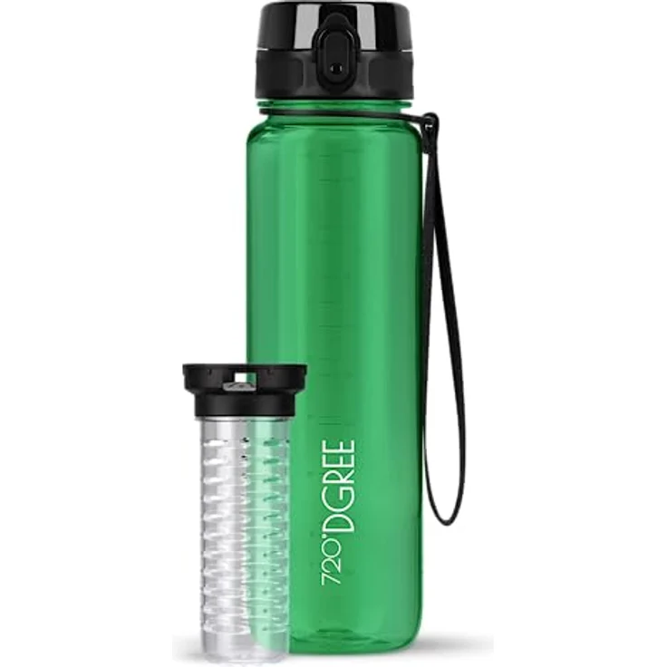 720 DGREE Trinkflasche Wasserflasche Fruchteinsatz 1Liter - BPA Frei uberBottle forest green transp – Bild 1