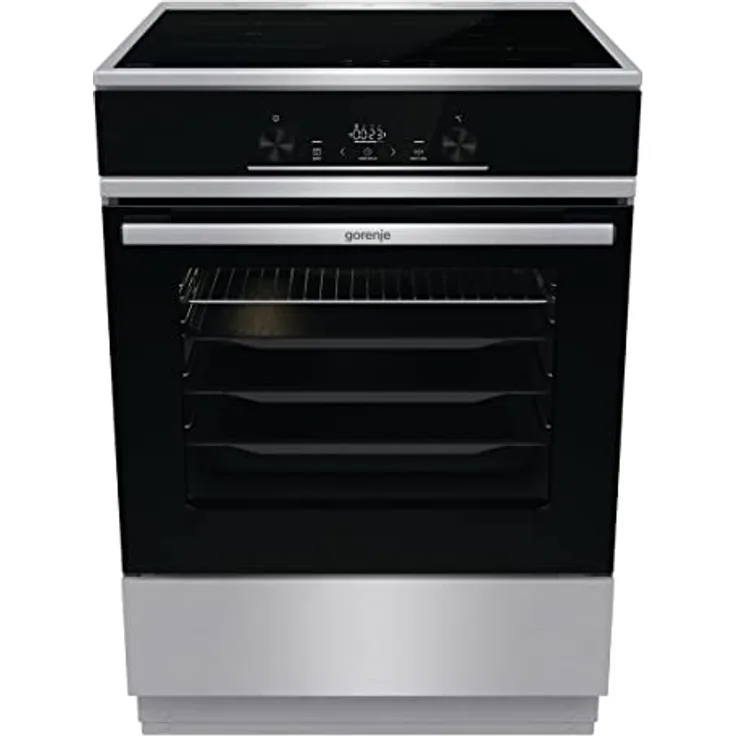 Gorenje GEIT6E 80 XPG Elektro Standherd mit Induktionskochfeld / 60 cm / 64 Liter/AirFry/GentleClose/PyroClean/Bratenthermometer/Pizzamodus 300°C/PowerBoost/Kindersicherung/edelstahl