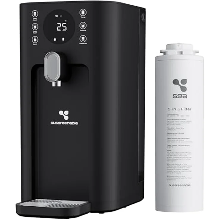 SUSGREENABLE SGIWDR03-B, 5-stufige Umkehrosmose-Wasserfilteranlage mit UV-Sofortheizung, installationsfrei – Bild 1