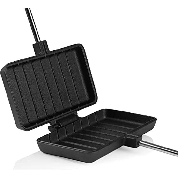 BBQ-Toro Sandwicheisen inkl. Transporttasche | BBQ Waffeleisen aus Gusseisen | Rechteckig, langer Stiel | Bereits eingebrannt | Waffeleisen Grill, Outdoor Waffeleisen für offenes Feuer, Sandwichmaker – Bild 5