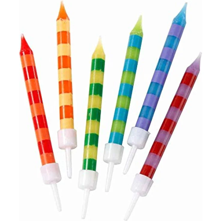 Talking Tables Regenbogen Kuchen mit Halterungen | Bunte Geburtstagskerzen Kinder Cupcake Topper Dekorationen für Kinderparty, Kerzen Geburtstag 24er Pack [Energieklasse A], Mehrfarbig, 8cm, 24 – Bild 1