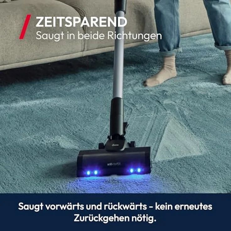 Hoover HF6 Akkustaubsauger [HF610H], kabelloser Hand- und Stielstaubsauger mit 250 AW Saugleistung, bis zu 100 Minuten Laufzeit, Bodensensor und Anti-Twist Bürstenrolle – Bild 6