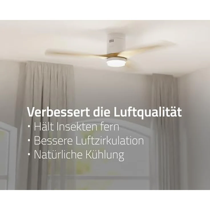 Hombli Deckenventilator mit Licht, 6 Geschwindigkeiten, RGB- und CCT-LED-Beleuchtung, Sommer- und Wintermodus, Weiss – Bild 3