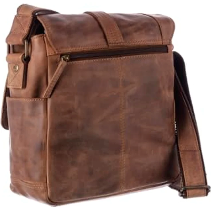 Greenland Nature Montenegro Umhängetasche aus 100% Leder, 22 cm x 12 cm x 28 cm, braun – Bild 3