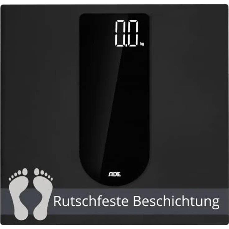 ADE Digitale Personenwaage mit großem LED-Display | rutschfeste Wiegefläche aus Sicherheitsglas | genaues Wiegeergebnis in 100-g-Scrhritten | elegante schwarz matte Oberfläche | bis 180 kg – Bild 1