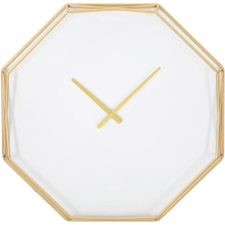 Mauro Ferretti Wanduhr y Octagonal, elegante Wanduhr aus goldenem Metall mit weißem Ziffernblatt, 56 cm quadratisch