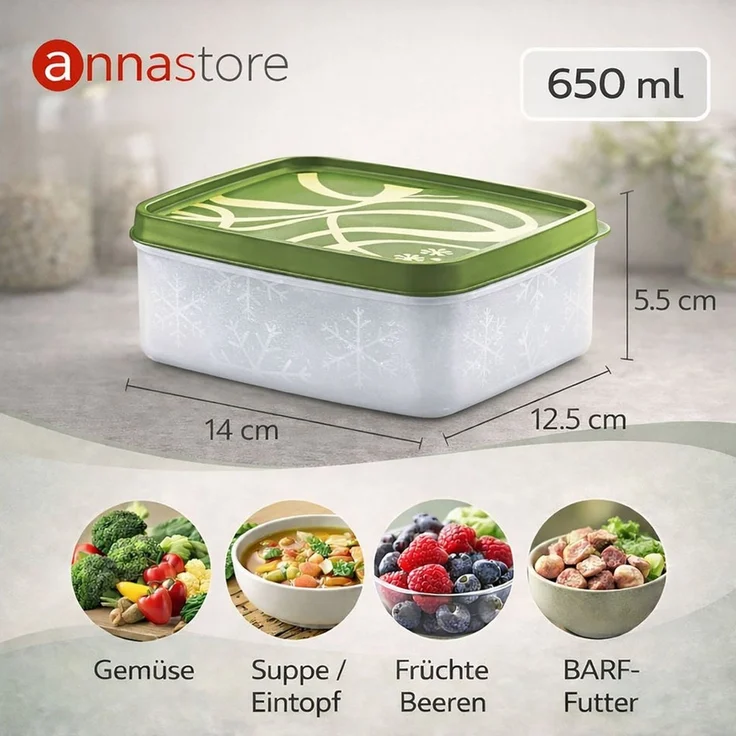 Annastore Vorratsdose Hochwertige Tiefkühldosen - Gefrierdosen - Tiefkühlboxen, von -20°C bis + 100°C - Gefrierboxen Luftdicht – Bild 1