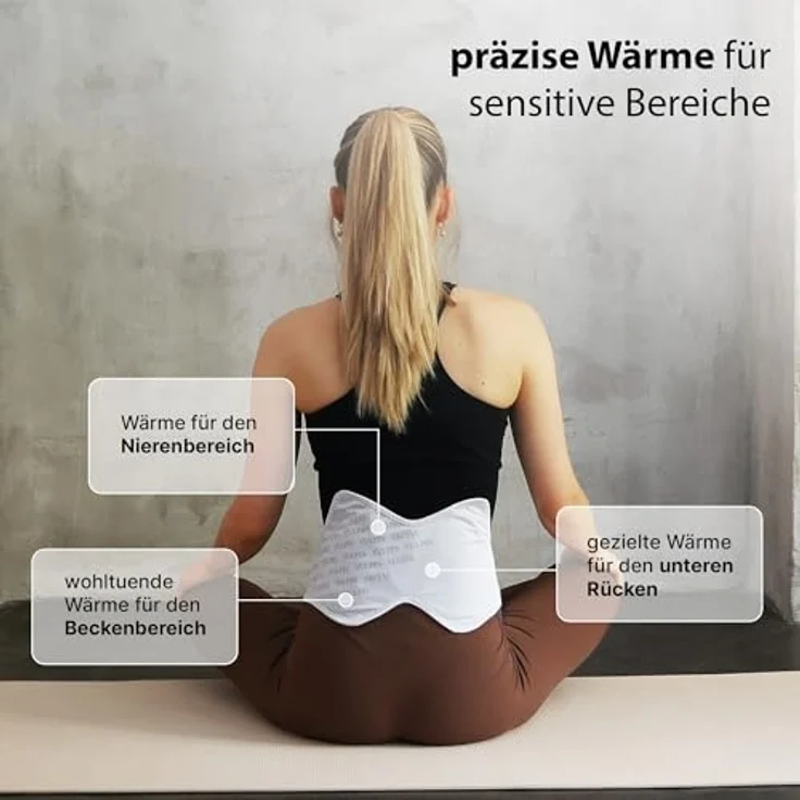 Vulpés HeatBelt Pro, intelligenter Wärmegürtel mit Smartphone Steuerung, Wärmeunterstützung für Rücken und Nieren, organisches Bambusmaterial, Steingrau, Größe S [70-90] – Bild 3