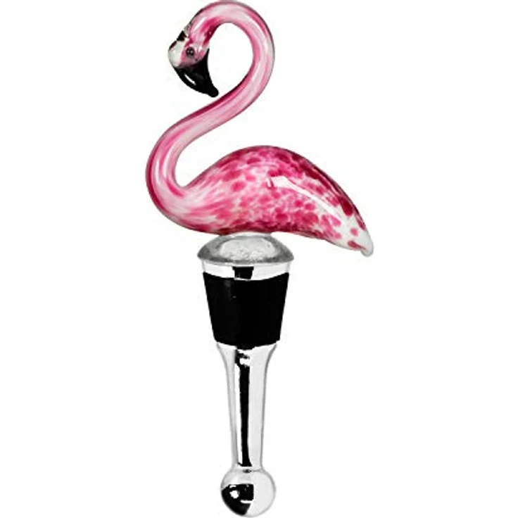 Flaschenverschluss Flamingo für Champagner, Wein und Sekt, Höhe 13 cm, Muranoglas-Art, Handarbeit – Bild 2