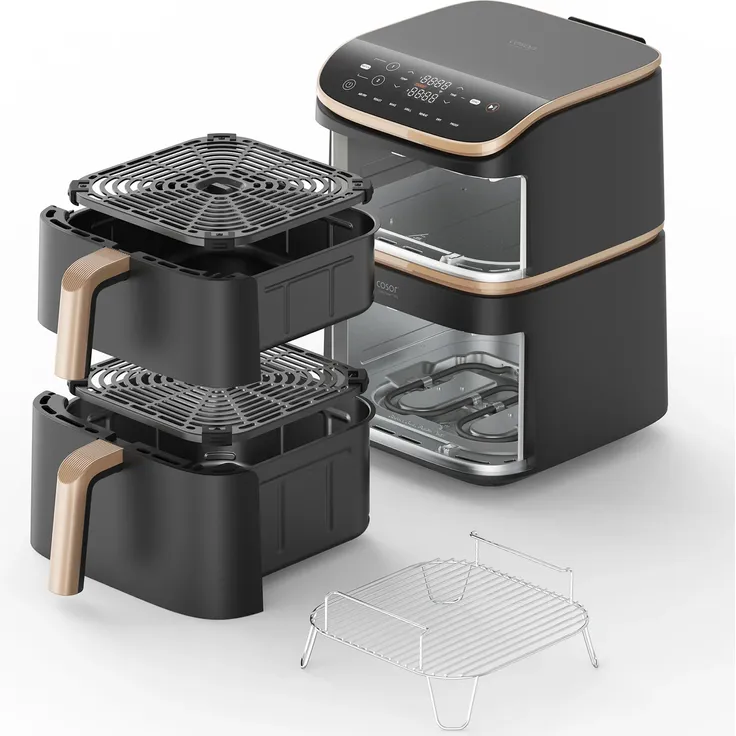 COSORI Turbo Tower Pro Smart 10,8L Heißluftfritteuse – 3-Etagen-Garen, Dual Blaze, 7 Modi, keramikbeschichtet, stapelbar, energieeffizient – Bild 3