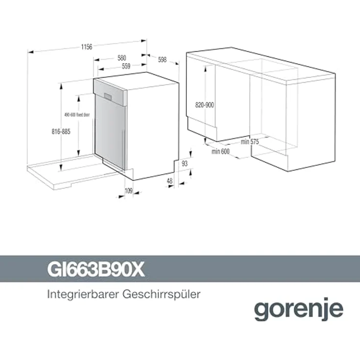 GORENJE GI663B90X Geschirrspüler, teilintegrierbar, 39 dB (A), 16 Maßgedecke, Edelstahl innen – Bild 3