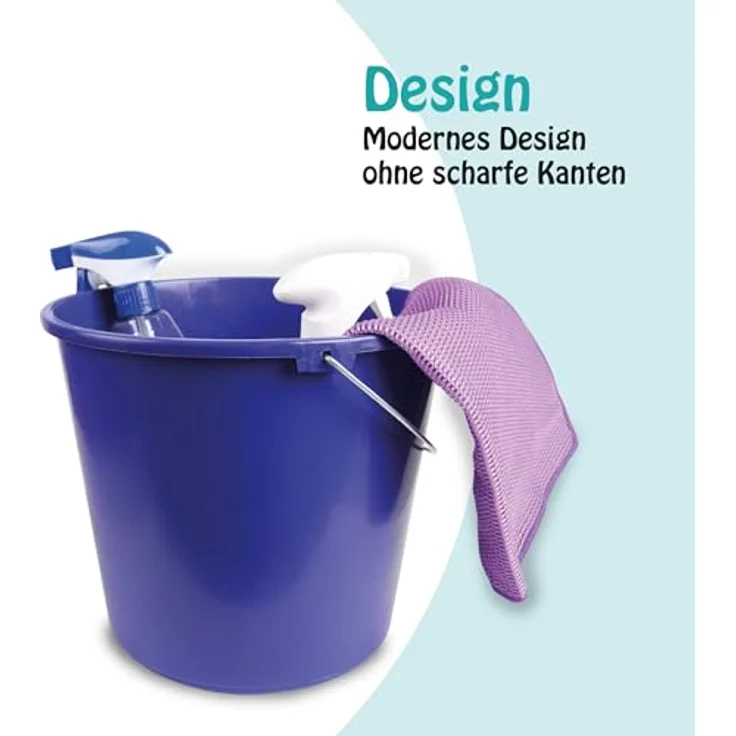 ProHome Putzeimer Kunststoff-Eimer mit Metallbügel, 10 Liter, stapelbar, BPA-frei, in Blau oder Anthrazit, Made in EU – Bild 3