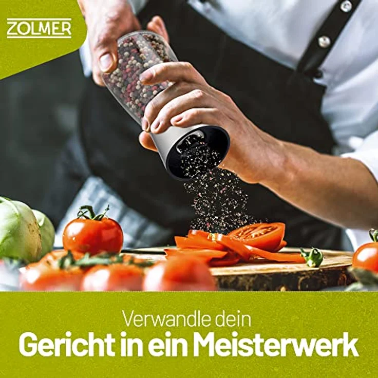 Zolmer® Salz und Pfeffermühle Set 2 Stück, Gewürzmühlen aus Edelstahl mit einstellbarem Keramikmahlwerk, spülmaschinengeeignet, 2-teilig – Bild 2