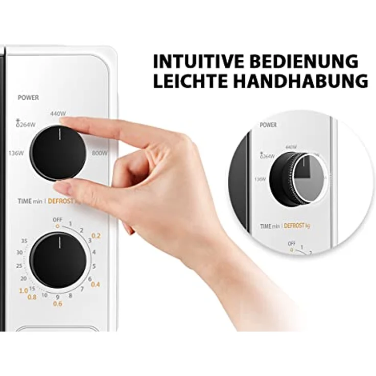 Toshiba MM2-MM20PFWH Mikrowelle, Standgerät, 800 Watt, 20 Liter Garraum, weiß – Bild 6