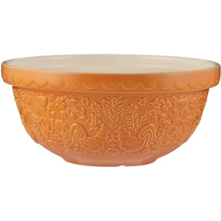 Mason Cash Rührschüssel HOME TO ROOST, orange, hochwertige Keramik mit floralen Details – Bild 1
