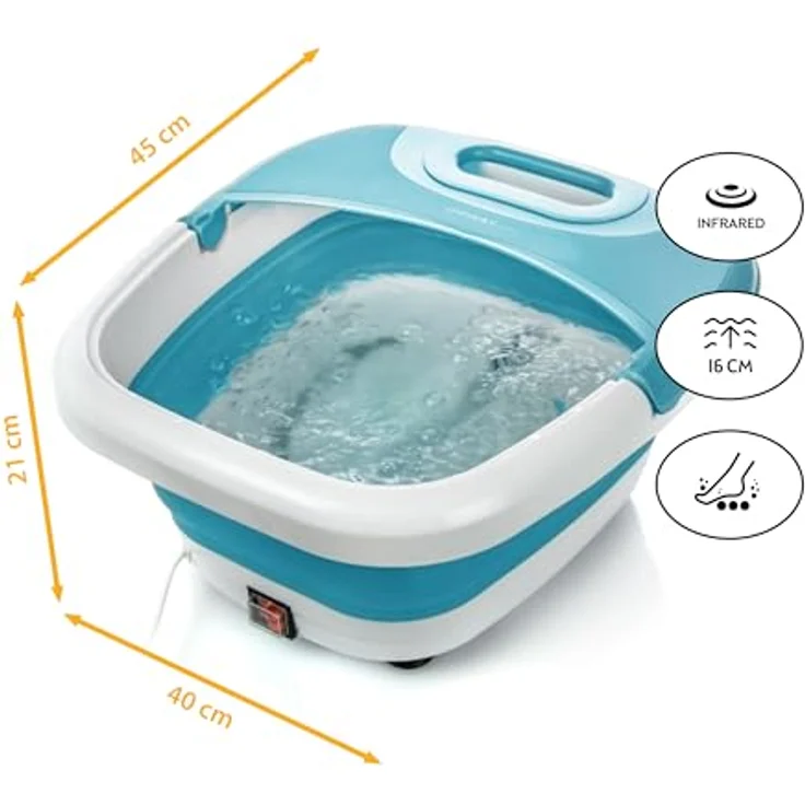 TZS First Austria Klappbares Fußsprudelbad mit Heizung | Blau | Vibration & Sprudelfunktion | Fuß-Massage-Gerät | Fußbadewanne | max. 45°C | Pediküre – Bild 2