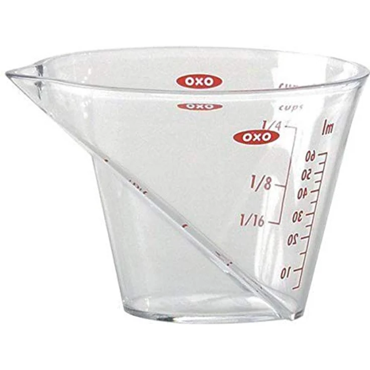 OXO Good Grips Mini-Messbecher, Kunststoff, 60 ml, spülmaschinenfest, präzises Dosieren, breiter Ausguss, Cups und Milliliter Markierungen, für Cocktails und Vinaigrettes, klein, Farbe: transparent - Preisvergleich – Bild 2