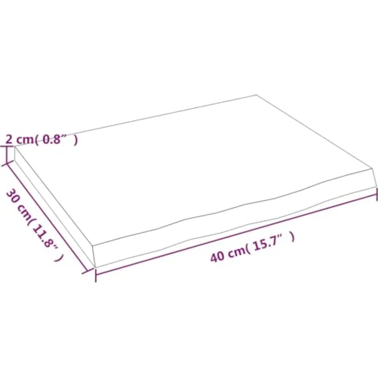 vidaXL Schneidebrett Waschtischplatte Dunkelbraun 40x30x2 cm Massivholz Behandelt, Eichenholz mit Naturkante – Bild 8