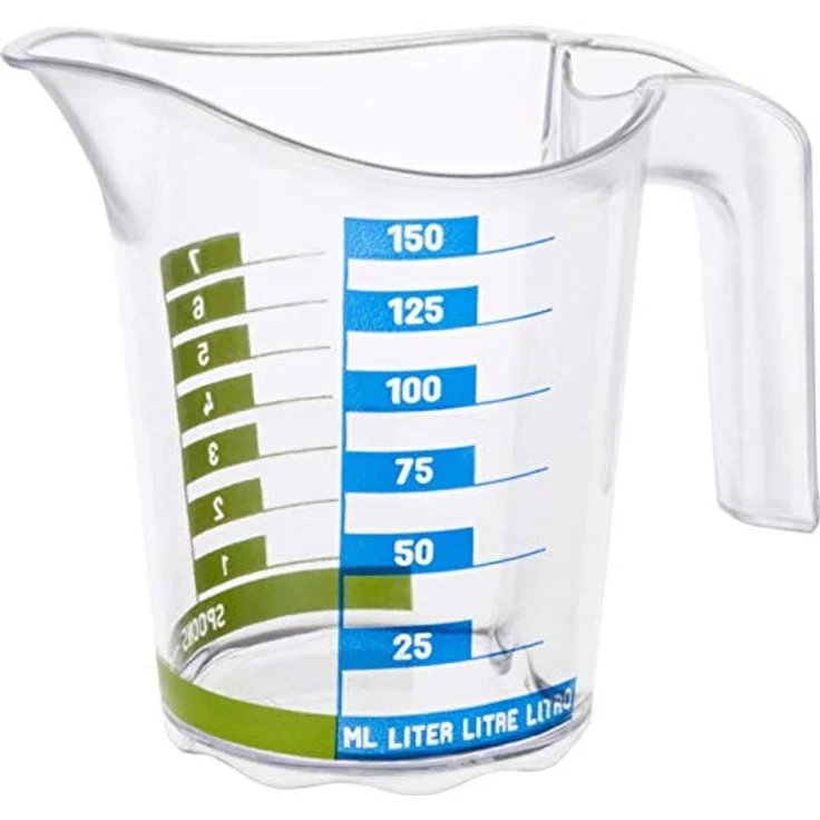 Rotho Domino Messbecher 0.15 l, Kunststoff (BPA-frei), Transparent mit Skala, 0.15 Liter (10,2 x 6,9 x 8,9 cm) – Bild 2