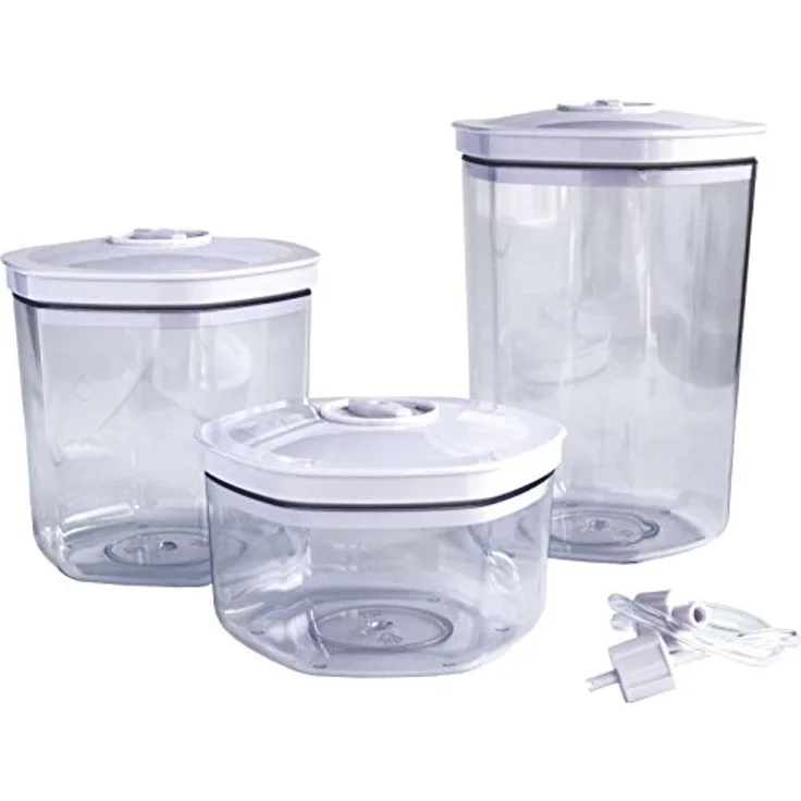 Maxxo VC1800 Vakuumdosen-Set, 3-tlg. mit 700/1400/2000 ml, für alle Vakuumierer, spülmaschinen-, kühl- und gefrierschrankgeeignet