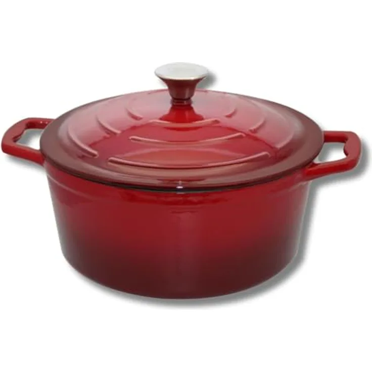 ELO 3062626 Schmortopf aus emailliertem Gusseisen mit Deckel, kirschrot, 26 cm, 4,5 l, für alle Herdarten, Induktionskochtopf