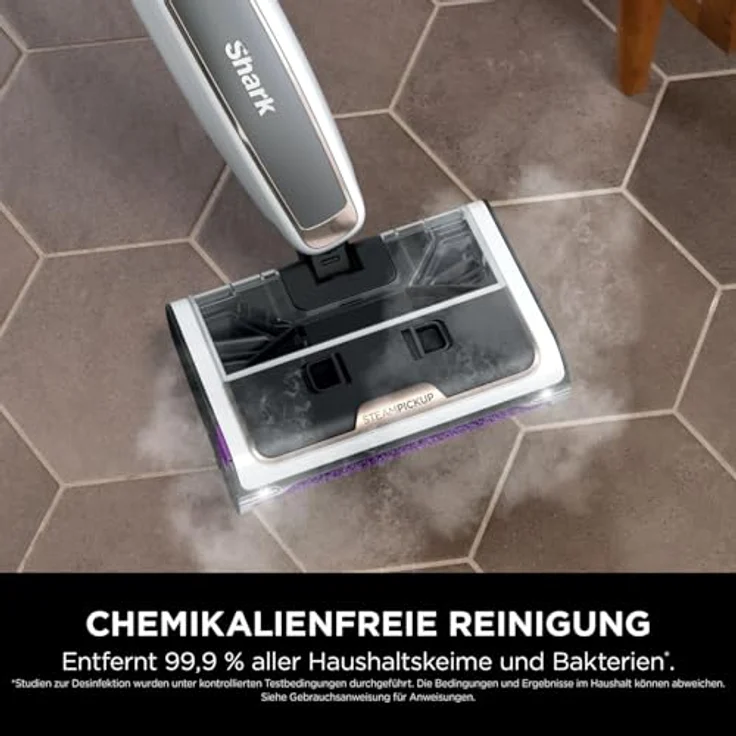 Shark SteamPickUp 3-in-1-Dampfreiniger, chemiefrei, reinigt nassen & trockenen Schmutz, 420ml Fassungsvermögen, Extra-Bürstenrolle, Weiß – Bild 3