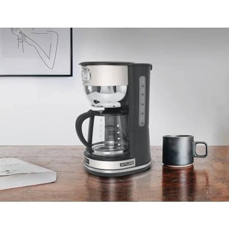 MUSE Kaffeeautomat MS-220 SC | mit Glaskanne, analoge Anzeige für Warmhaltung, 10 Tassen Fassungsvermögen, Edelstahl, beige – Bild 3
