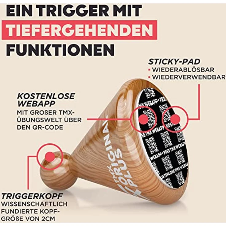 TMX® TRIGGER ORIGINAL PLUS – Triggerpunkt Drücker für muskuläre Schmerzen | Made in Germany | Akupressur-Massage für die Eigenbehandlung von Verspannungen | Echtholz Buche - Natur – Bild 3