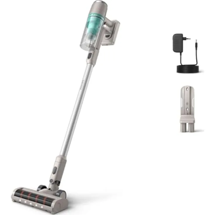 Philips Kabelloser Hand- und Stielstaubsauger 2000 Series XC2012/01, PowerCyclone 7, abnehmbarer 21,6 V Akku, LED-Düse, bis zu 40 Min Laufzeit, beutellos