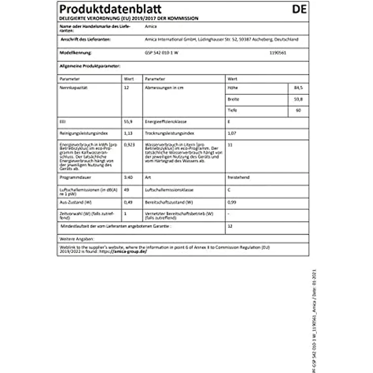 Amica GSP 542 010-1 W – Bild 3